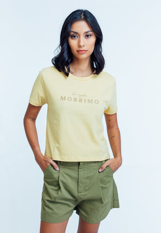 Mossimo Aimee Light Yellow Classic Cropped Fit Tee