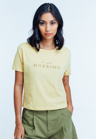 Mossimo Aimee Light Yellow Classic Cropped Fit Tee
