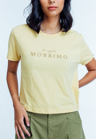 Mossimo Aimee Light Yellow Classic Cropped Fit Tee