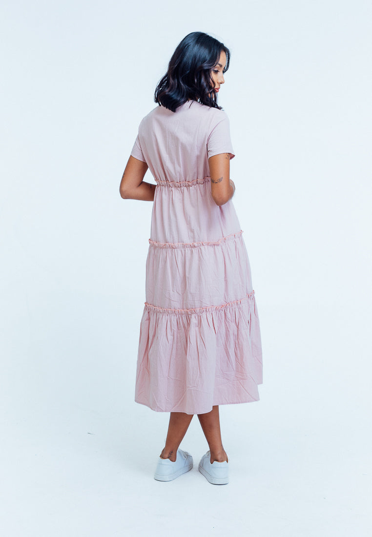 Mossimo Ciara Blush Three Tiered Maxi Dress