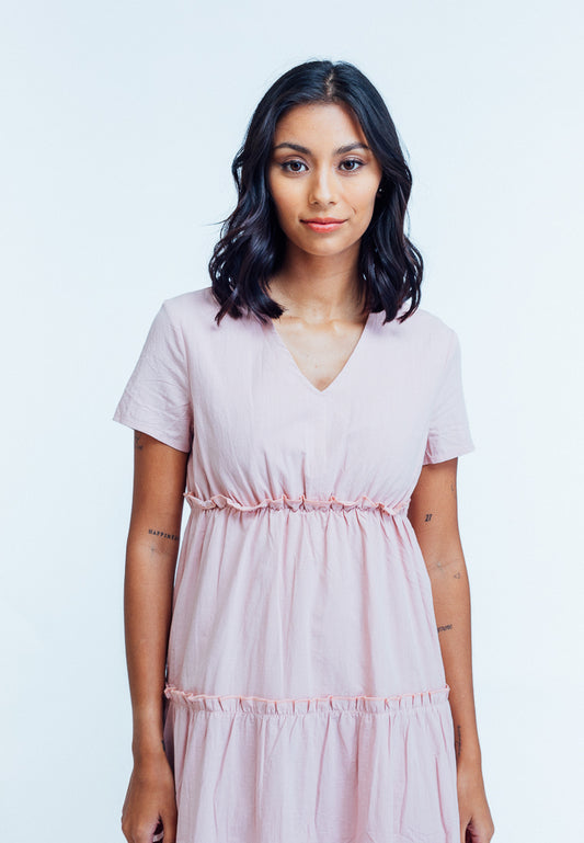 Mossimo Ciara Blush Three Tiered Maxi Dress