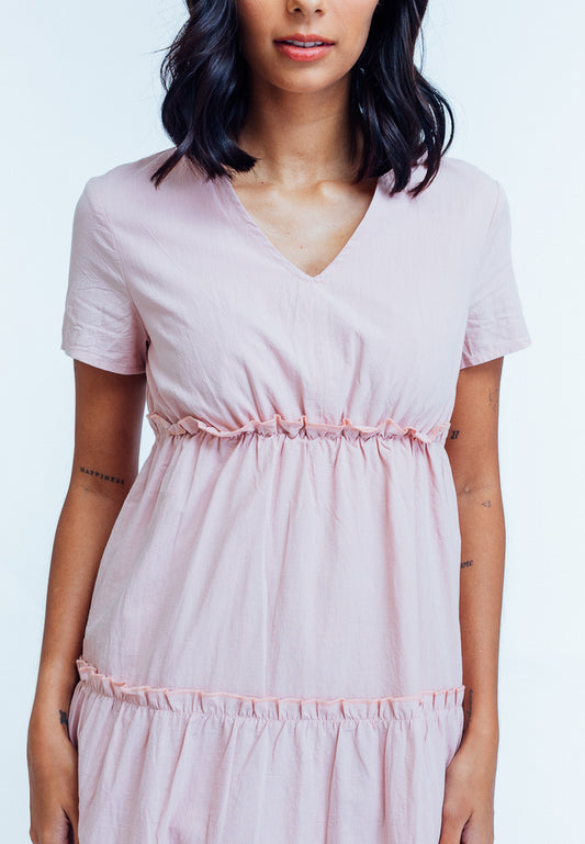 Mossimo Ciara Blush Three Tiered Maxi Dress
