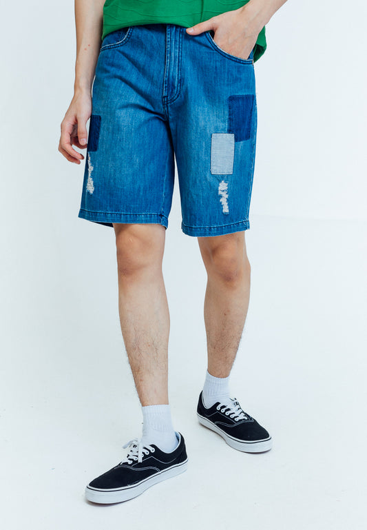 Mossimo Gideon Medium Blue Jeans with Distressed and Patchwork