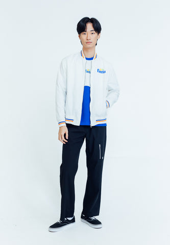 Mossimo Darrell White Fanta Modern Fit Bomber Jacket