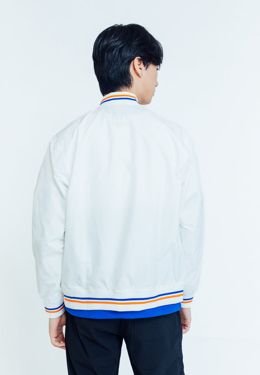 Mossimo Darrell White Fanta Modern Fit Bomber Jacket
