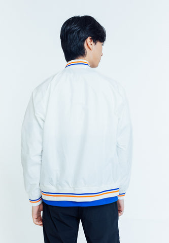 Mossimo Darrell White Fanta Modern Fit Bomber Jacket