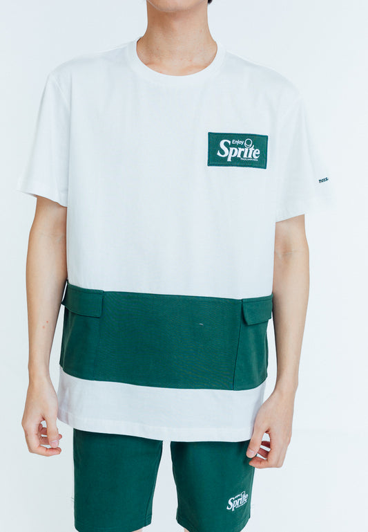 Mossimo Marwin White Green Sprite Modern Fit Shirt and Regular Mid Short Set