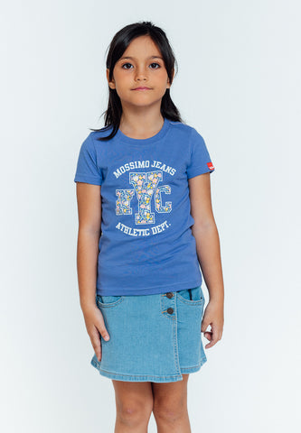 Mossimo Kids Angelie Amparo Blue Floral Basic Tshirt