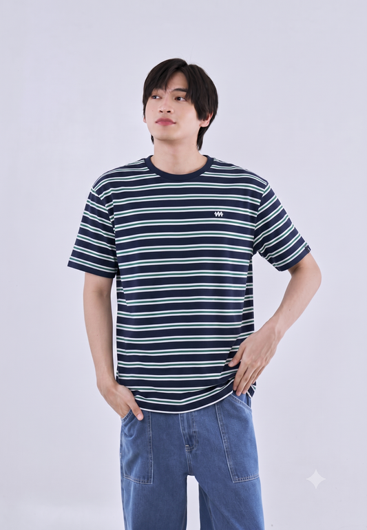 Mossimo Enzo Navy White Modern Fit Tee