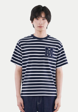Mossimo Men's Navy White Felt Applique Details Modern Fit Tee