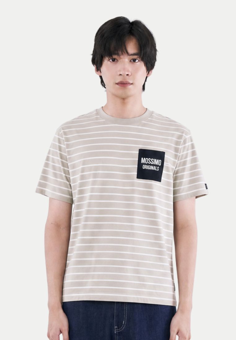 Mossimo Men's White Khaki Cropped Loose Fit Tee