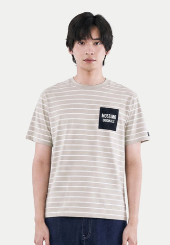 Mossimo Men's White Khaki Cropped Loose Fit Tee