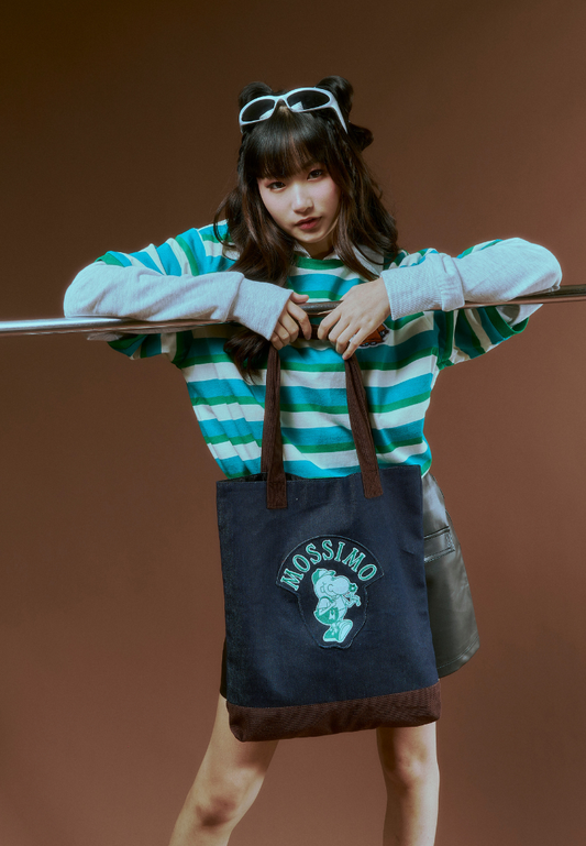 Mossimo Schnozy Indigo Denim & Corduroy Tote Bag