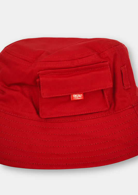 Mossimo Gekko Red Black Bucket Hat with Pencil Holder
