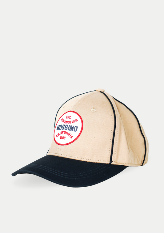 Mossimo Beige Navy Baseball Cap with Embroidery