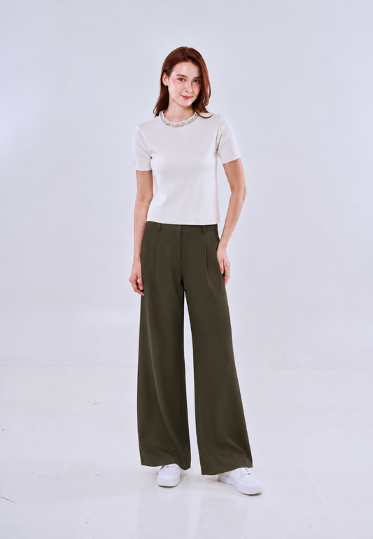 Mossimo Women's Dark Green Straight Loose Trousers