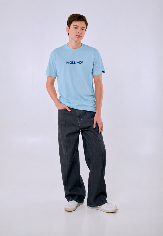 Mossimo Men's Blue Comfort Fit Embroidered Logo Tee