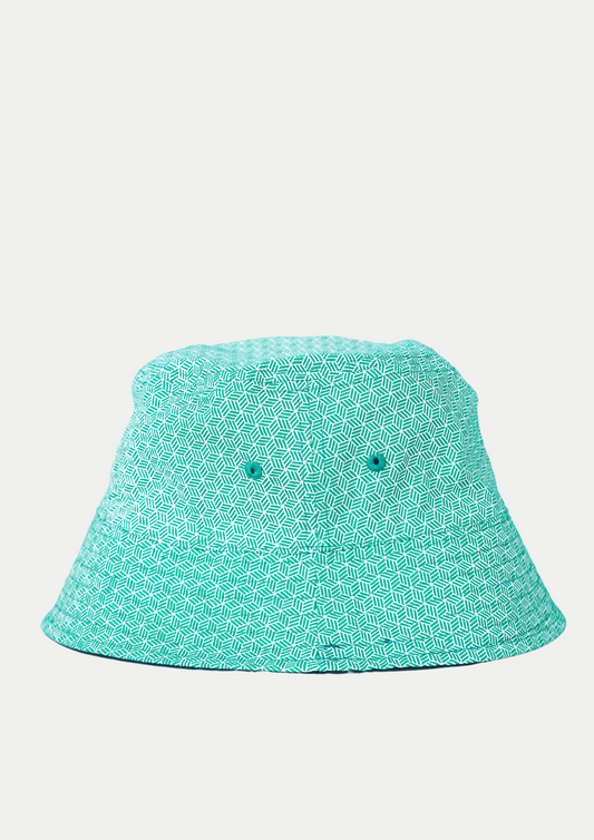 Mossimo White Navy Green Reversible Bucket Hat