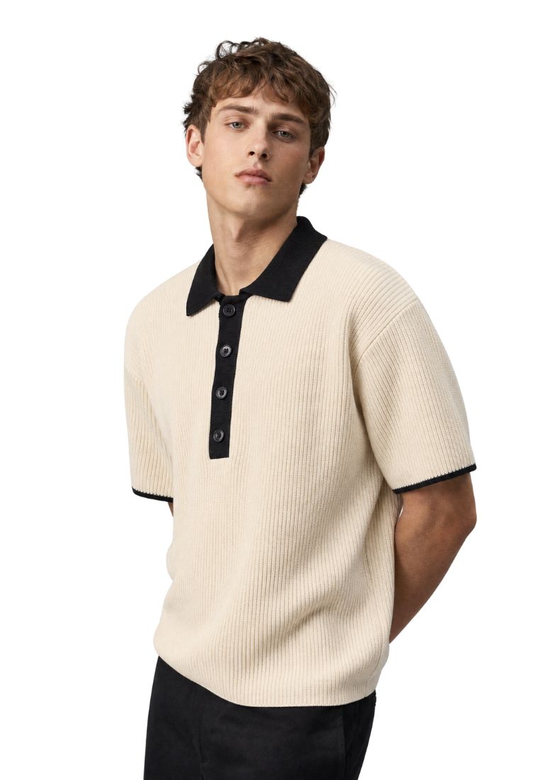 Mossimo Men's Cream Black Lining Comfort Fit Polo Shirt