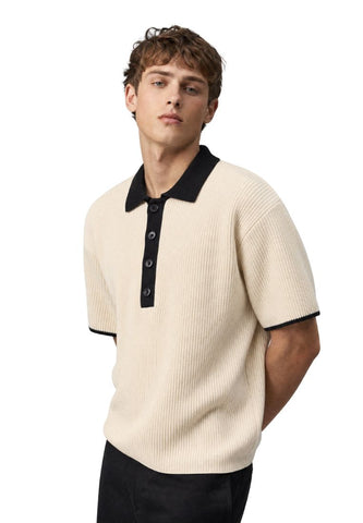 Mossimo Men's Cream Black Lining Comfort Fit Polo Shirt