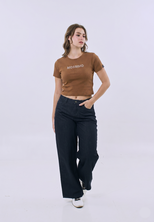 Mossimo Anastasia Rust Classic Cropped Fit Tee For Women