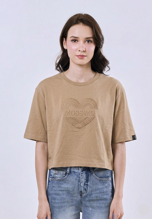 Mossimo Serena Pale Khaki Modern Cropped Fit Tee For Women