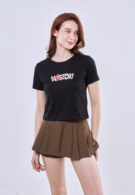 Mossimo Alina Black Classic Cropped Fit Tee For Women