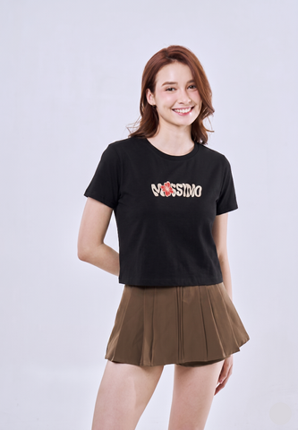Mossimo Alina Black Classic Cropped Fit Tee For Women