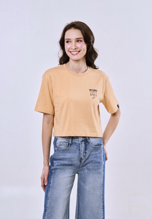 Mossimo Selene Beige Modern Cropped Fit Tee For Women