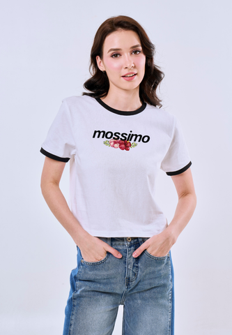 Mossimo Bria White Floral Classic Fit Tee For Women
