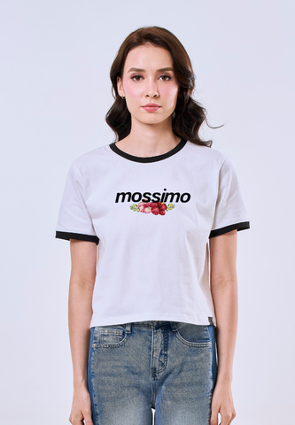 Mossimo Bria White Floral Classic Fit Tee For Women