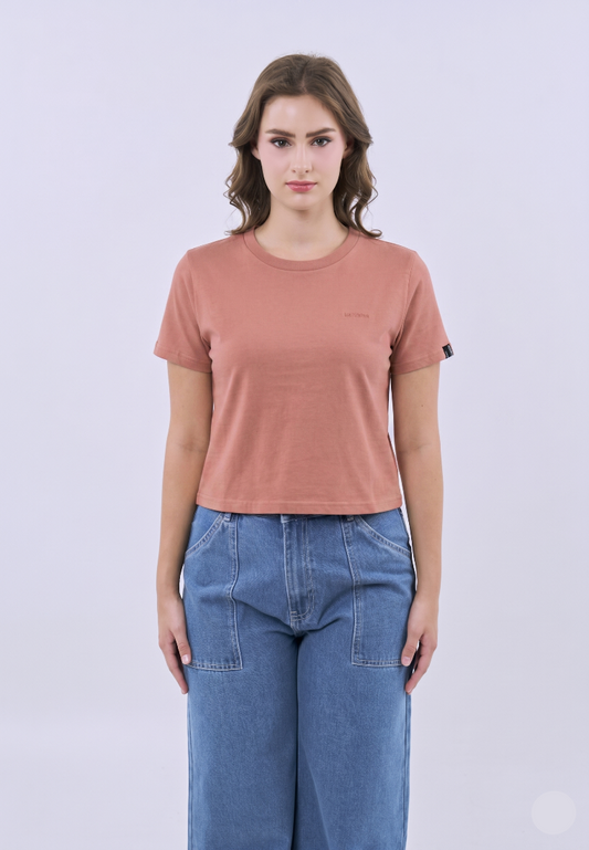 Mossimo Mireya Pale Rose Classic Cropped Fit Tee For Women
