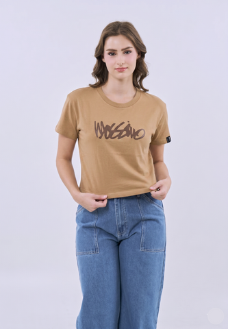 Mossimo Mireille Pale Khaki Boxy Cropped Fit Tee For Women