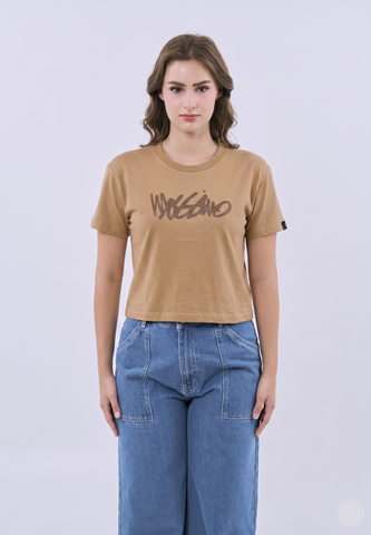 Mossimo Mireille Pale Khaki Boxy Cropped Fit Tee For Women