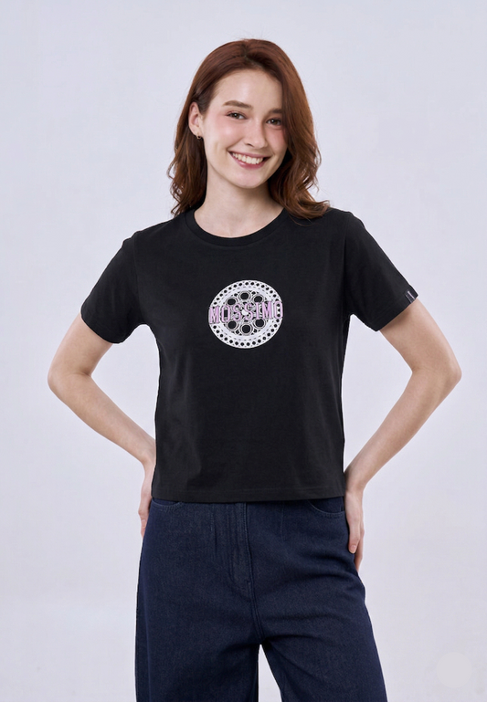 Mossimo Yvette Black Classic Cropped Fit Tee For Women