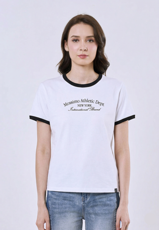 Mossimo Kaelis White Ringer Classic Fit Tee For Women