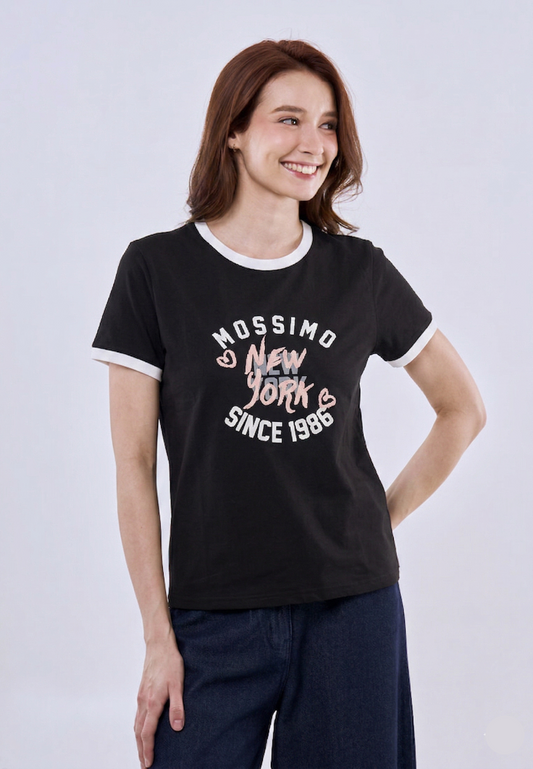 Mossimo Tahlia Black Classic Fit Tee For Women