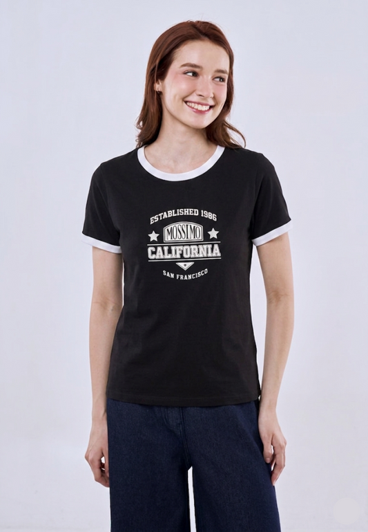 Mossimo Zinnia Black Ringer Classic Fit Tee For Women