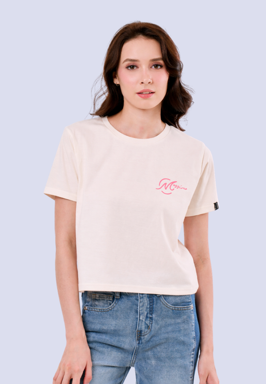 Mossimo Maelle Beige Classic Cropped Fit Tee For Women