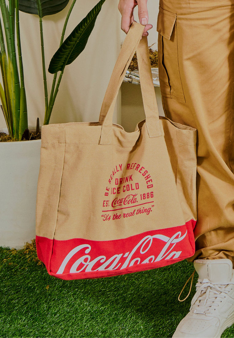 Mossimo Coca Cola Khaki Red Tote Bag