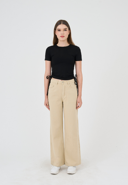 Mossimo Giselle Beige Wide Leg High Rise Jeans