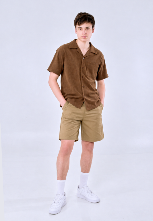 Mossimo Men's Brown Buttondown Woven ShortSleeves Comfort Fit Top
