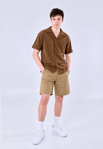 Mossimo Men's Brown Buttondown Woven ShortSleeves Comfort Fit Top