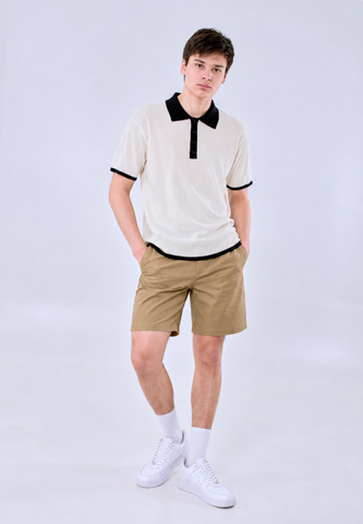 Mossimo Men's Cream Black Lining Comfort Fit Polo Shirt