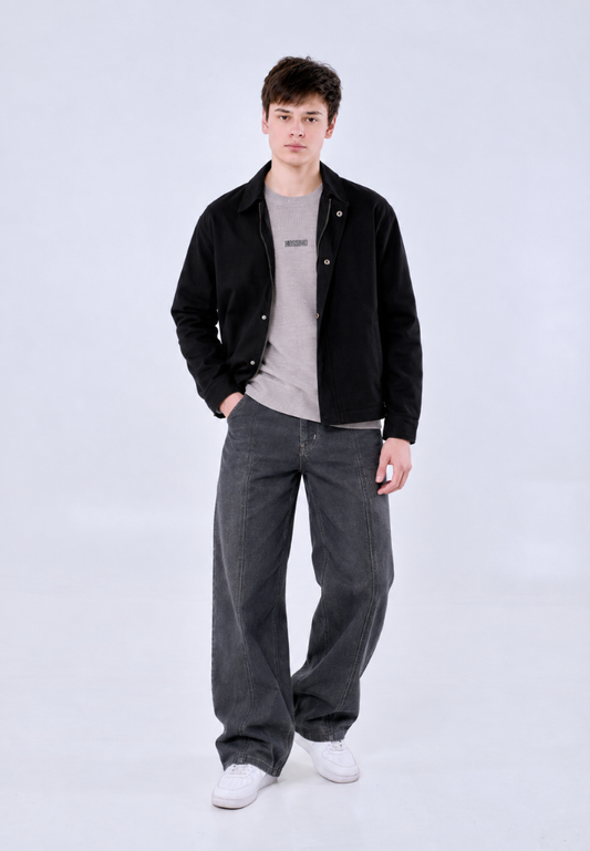 Mossimo Men's Black Patch Logo Modified Boxy Fit Jacket