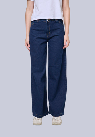 Mossimo Sarah Dark Blue Mid Rise Straight Loose Fit Jeans