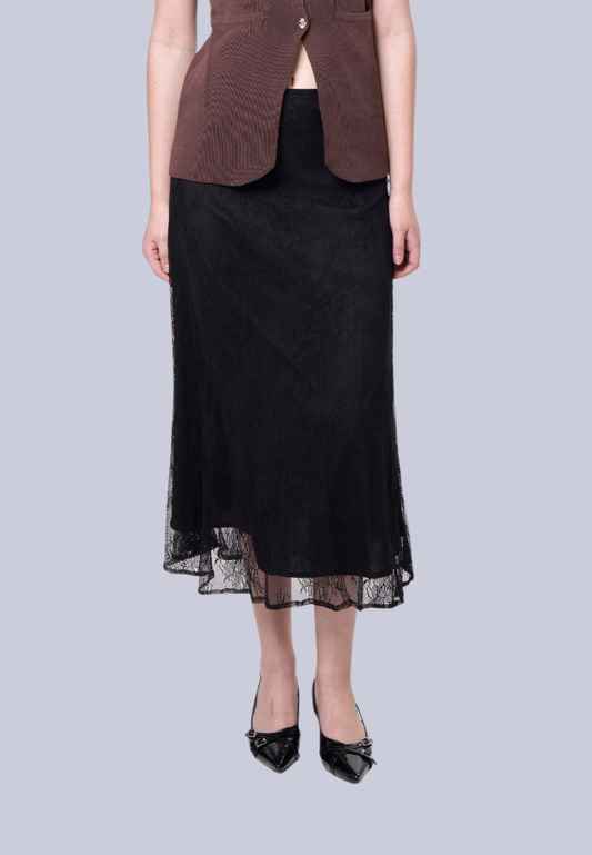 Mossimo Black A-line Mesh Midi Skirt For Women