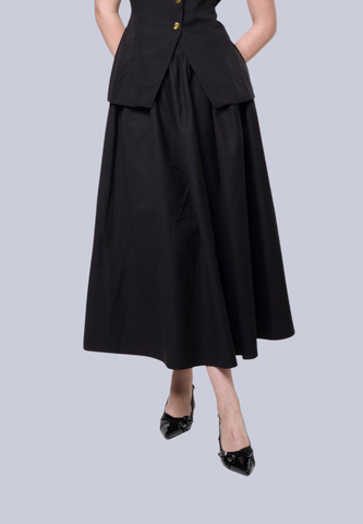 Mossimo Black Shirred Flowy Midi Skirt For Women