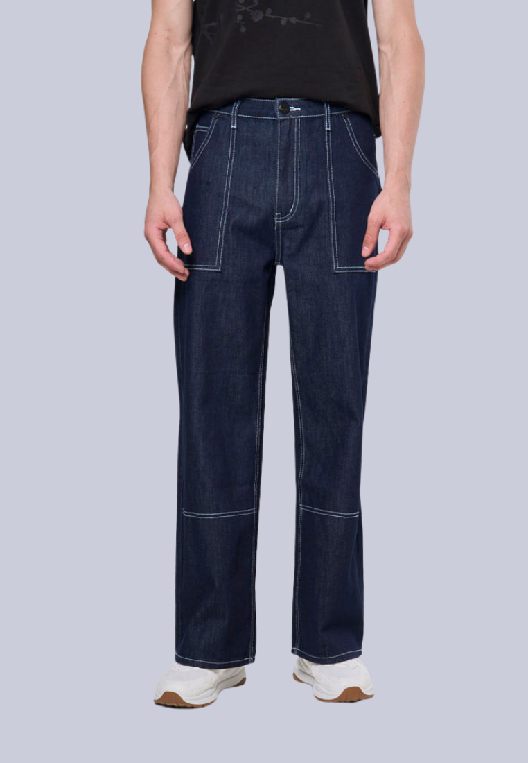 Mossimo Brian Dark Blue Contrast Stitch Jeans