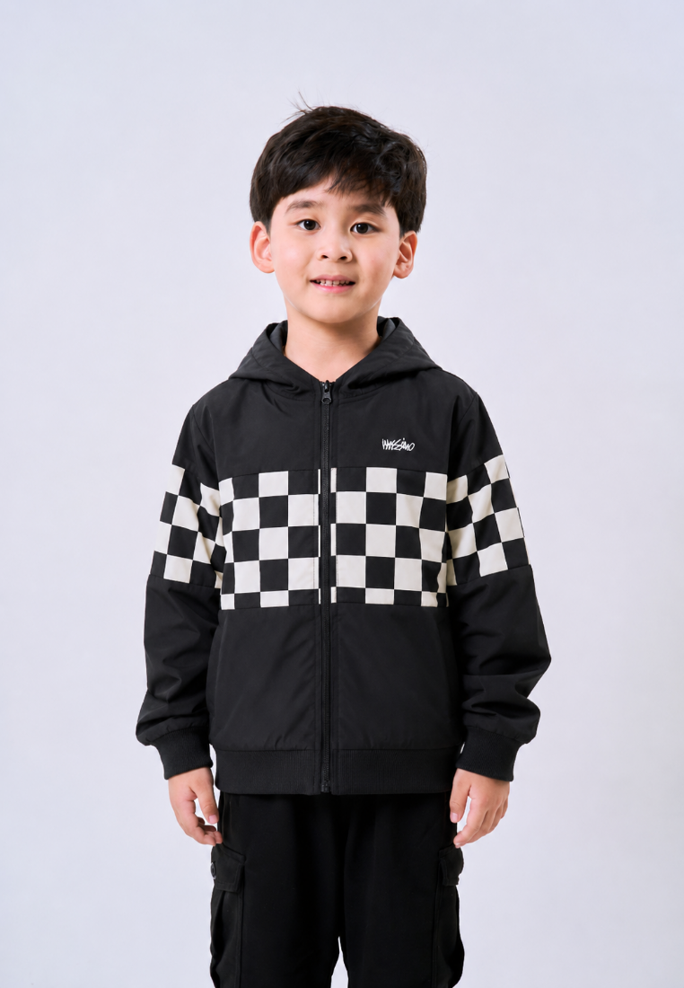 Mossimo Kids Black Checkered Hooded Jacket  - For Boys